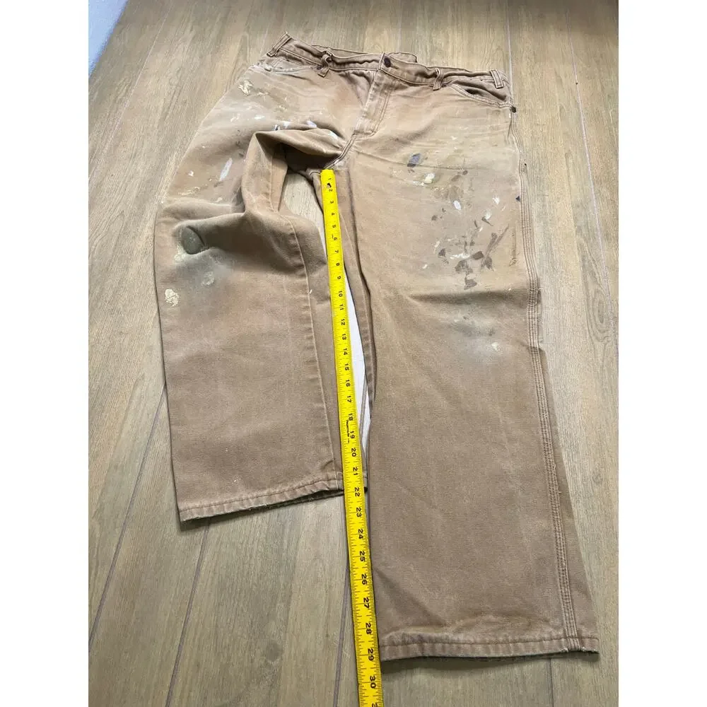 Vintage Dickies work‎ pants mens 38x30 canvas tan paint splatter distressed